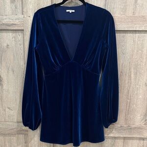 Tulrosa Blue Velveteen Rylan Dress Size Small